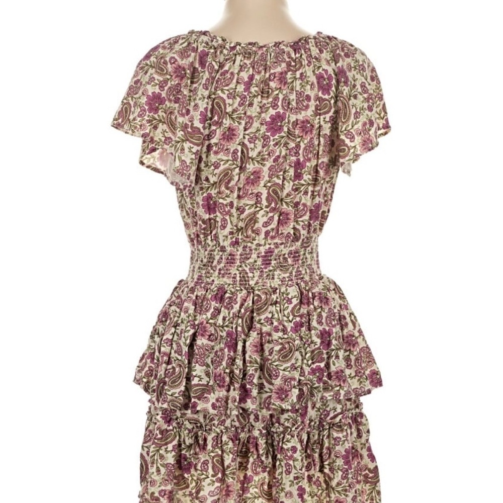 Patrons of Peace Anthropologie Floral Pink Cream Mini Dress Boho tiered ruffle - Picture 2 of 12